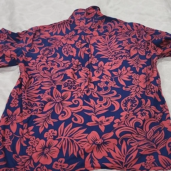 Cooke Street Hawaiian Islands Vibrant Floral Shirt in Pink/redish & Blue #men XL - Picture 10 of 10